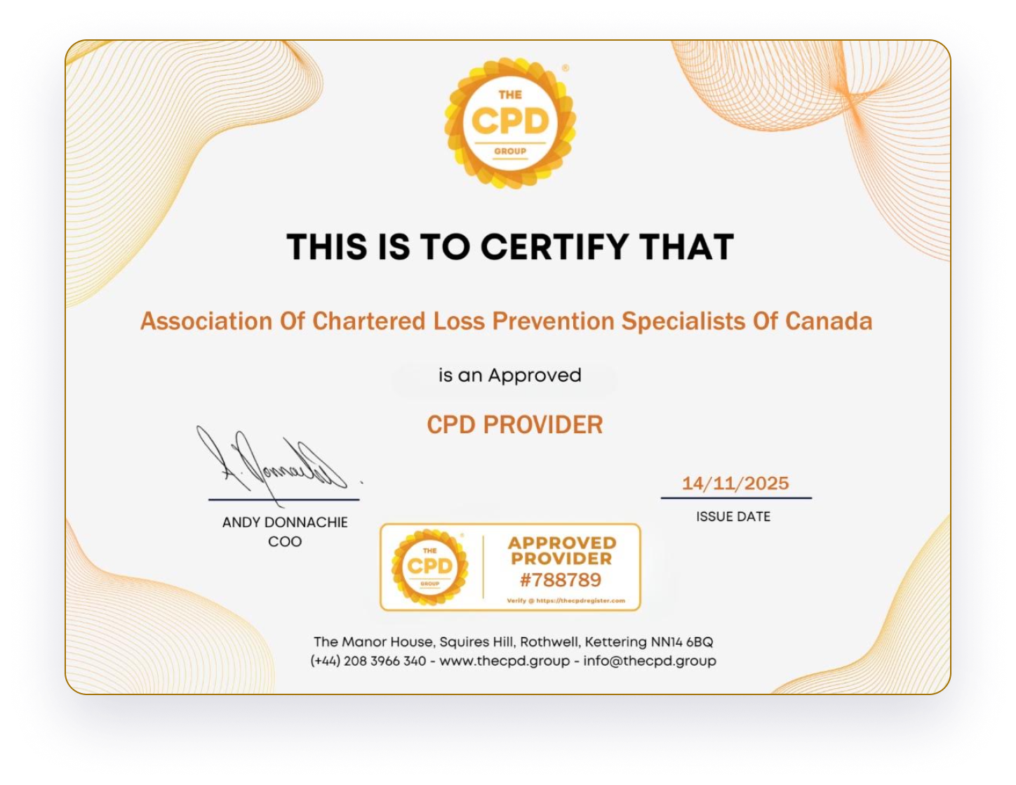 Click to view document CPD-GROUP UK Approved Certificate